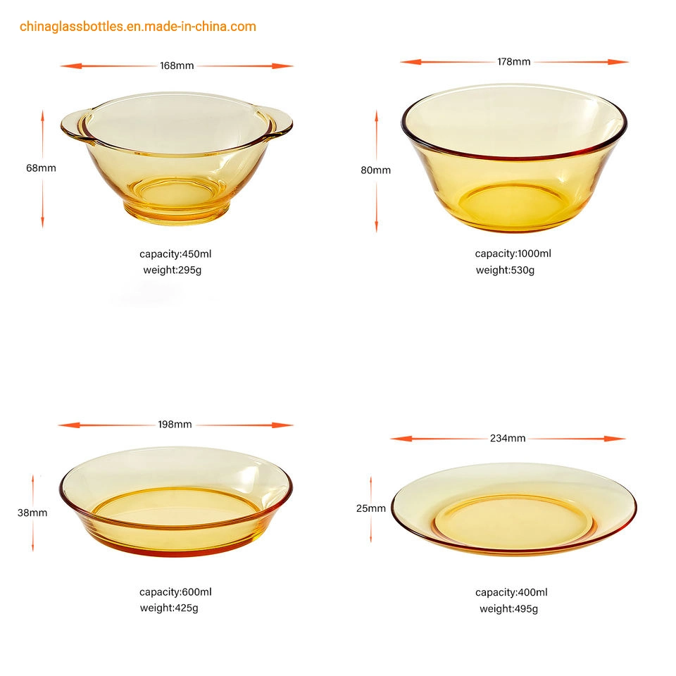 Hot Selling Heat Resistant High Borosilicate Glass Mixing Bowl Salad Bowls Amber Round Glass Bowl