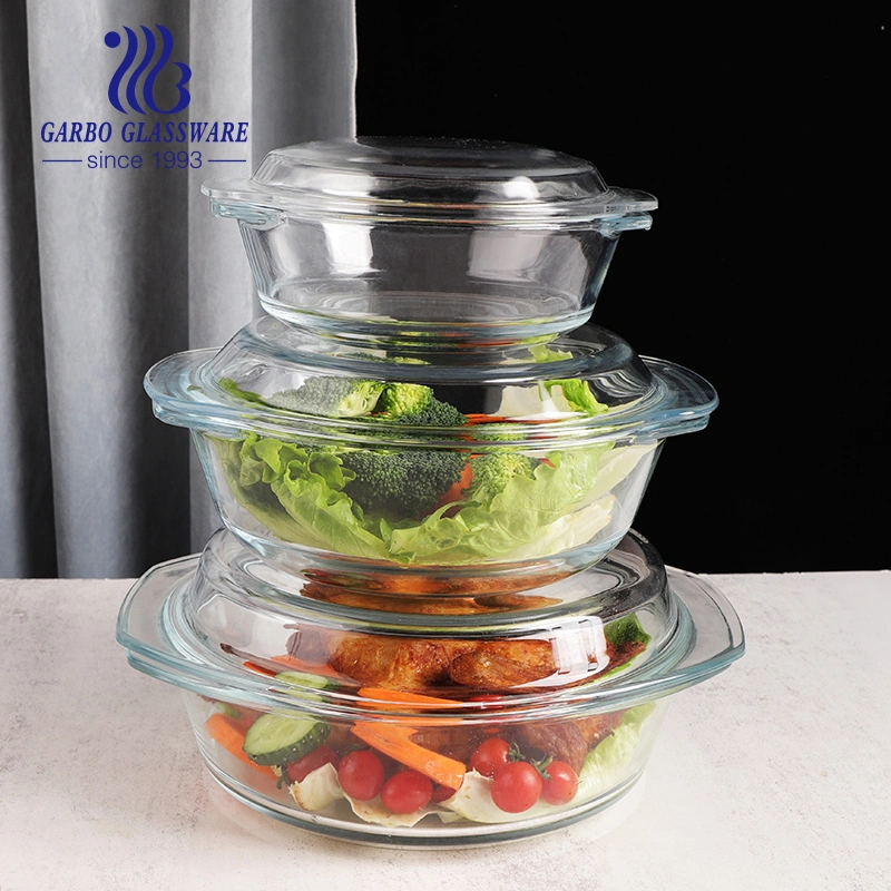 Glass Casserole Dish with Cover High Borosilicate Glass Oven Microwave Safe Clear Glass Baking Pot