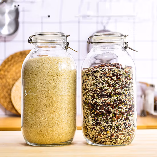 卸売高ホウケイ酸塩密封保存瓶マルチグレイン瓶家庭用スナップガラス瓶