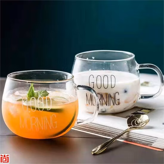 400 ミリリットル手作り高ホウケイ酸ガラスミルクカップ/ガラス製品/ガラスカップ/ホウケイ酸ガラス製品