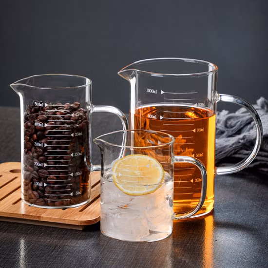 ガラス測定 スケール付き 高ホウケイ酸カップ スケールハンドル付き ベーキングキッチンガジェット ベーキングツール Wbb18206